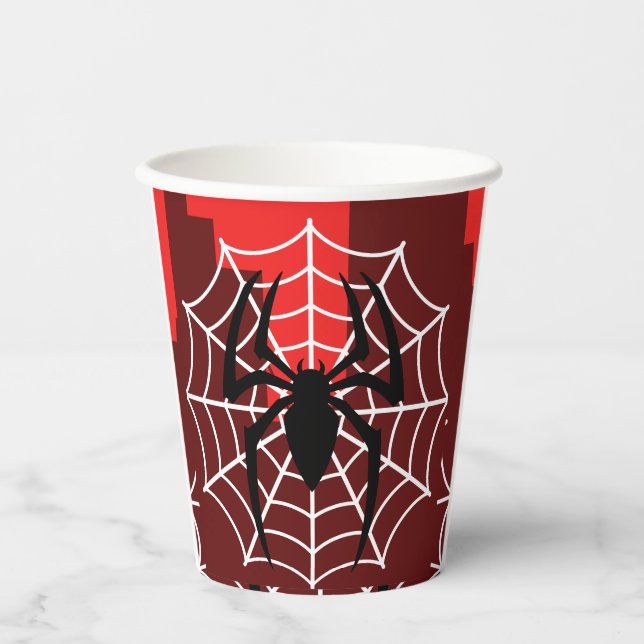 Comic Spider Thema Geburtstagsfeier Papiertasse Pappbecher (Vorderseite)
