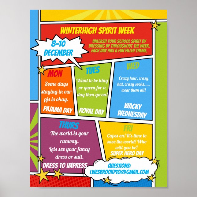 COMIC Spirit wochenschulische Flyer SUPER HERO Poster (Vorne)