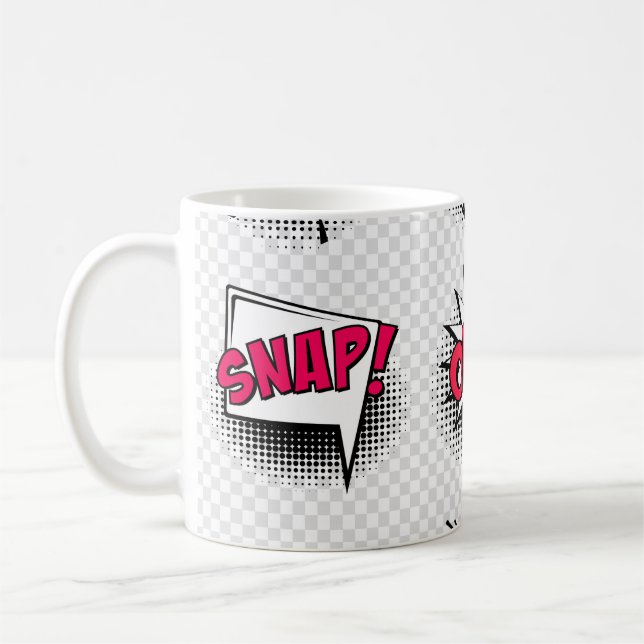 Comic-Sprechblasen mit Halbton-Schatten und Text Kaffeetasse (Links)
