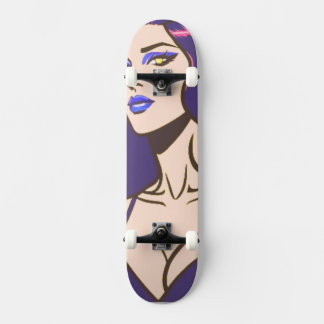 Comic-Stil hübsche Frau Skateboard
