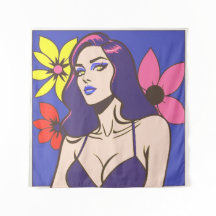Comic-Stil hübsche Frau Tapestry