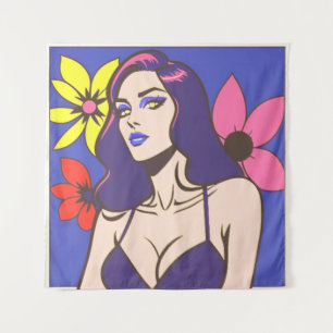 Comic-Stil hübsche Frau Tapestry Wandteppich