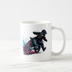 Comic-Stil Motocross-Fahrer Matschspritzer Kaffeetasse