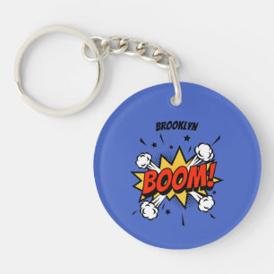 Comic-Stil Spaß Boom-Typografie Pop Art Schlüsselanhänger