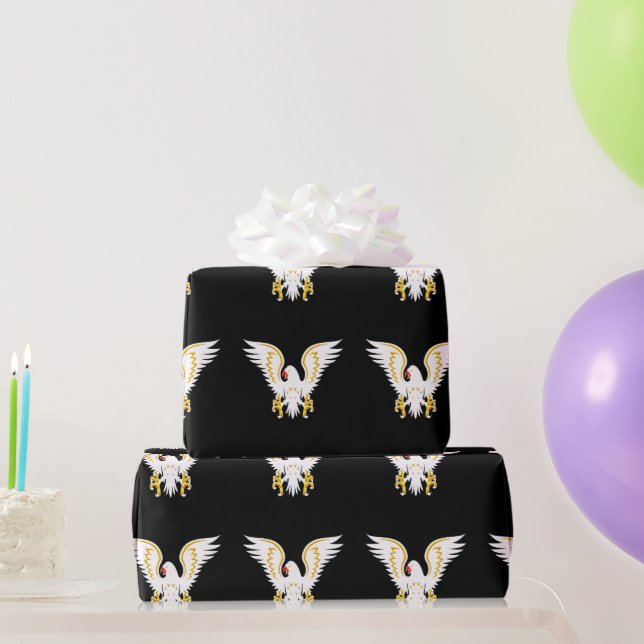 Comic-Streifen Weißer und Goldadler mit Goldflügel Geschenkpapier (Partygeschenke)