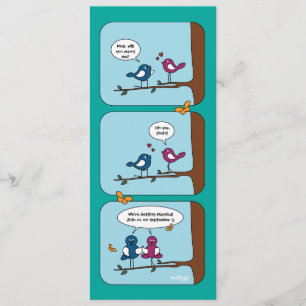 Comic Strip Love Birds Save the Date Hochzeitskart Einladung