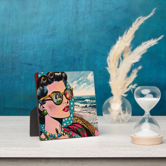 Comic Style Art | Frau Watching Hula Dancer Fotoplatte (InSitu)