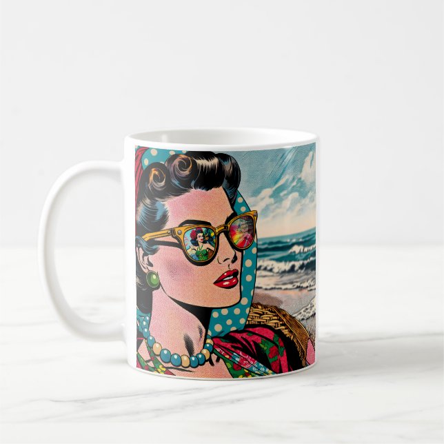 Comic Style Art | Frau Watching Hula Dancer Kaffeetasse (Links)