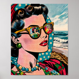 Comic Style Art | Frau Watching Hula Dancer Poster