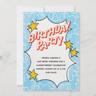 Comic style birthday party invitation  einladung