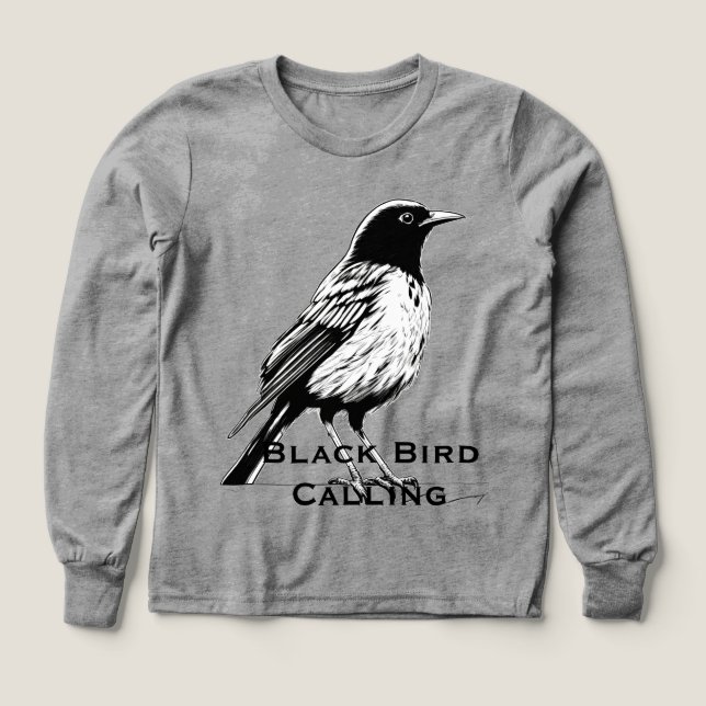 Comic-Style Black Bird Calling (Design Vorderseite)