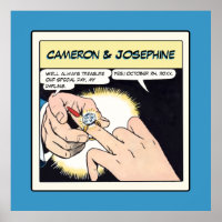 Comic Style Bling Ring Wedding Blue