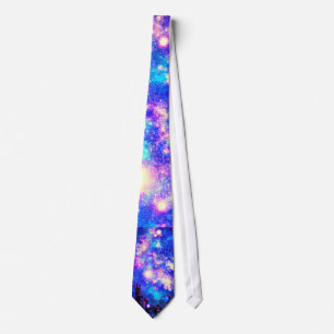 Comic Style City Skyline & Milky Way Space Design Krawatte