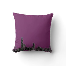 Comic Style City Skyline Throw Kissen