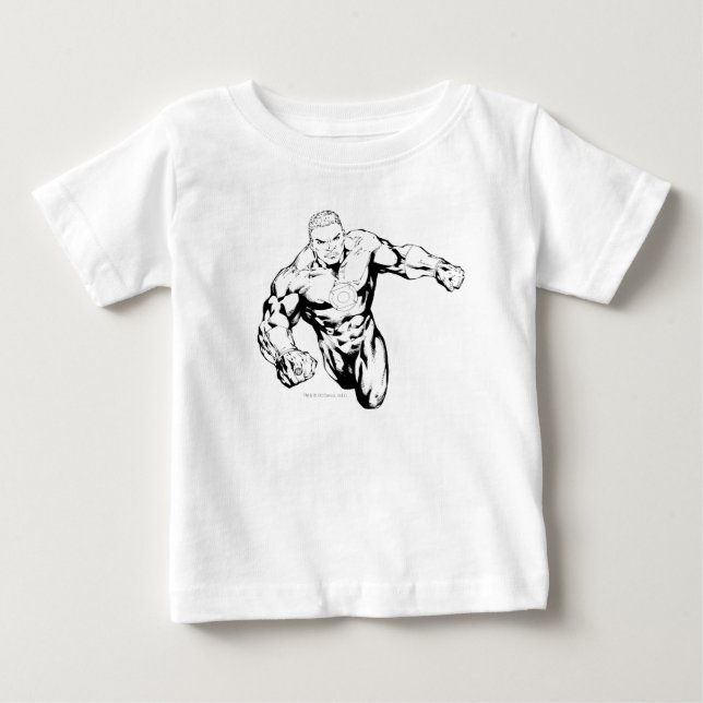 Comic Style - Grüne Laterne, Schwarz und Weiß Baby T-shirt (Vorderseite)