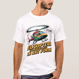 Comic-Style Helicopter Pilot Art – “Look Mom" T-Shirt