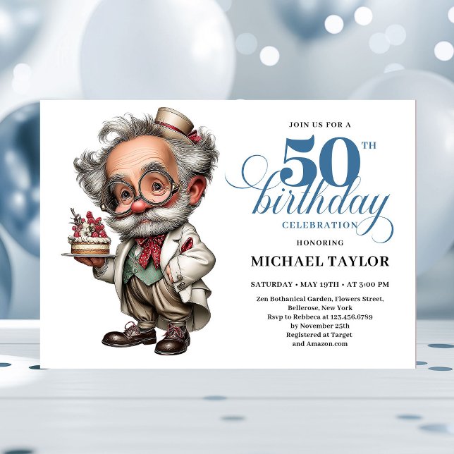 Comic-Style-Mann wird 50 lustige Party-Einladung Einladung (Comic Style Man Turning 50 Fun Party Invitation)