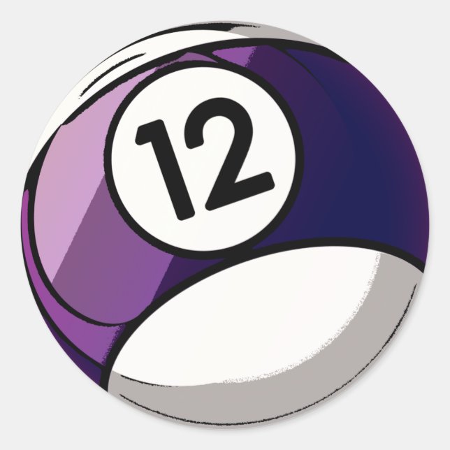 Comic Style Number 12 Billard Ball Runder Aufkleber (Vorderseite)