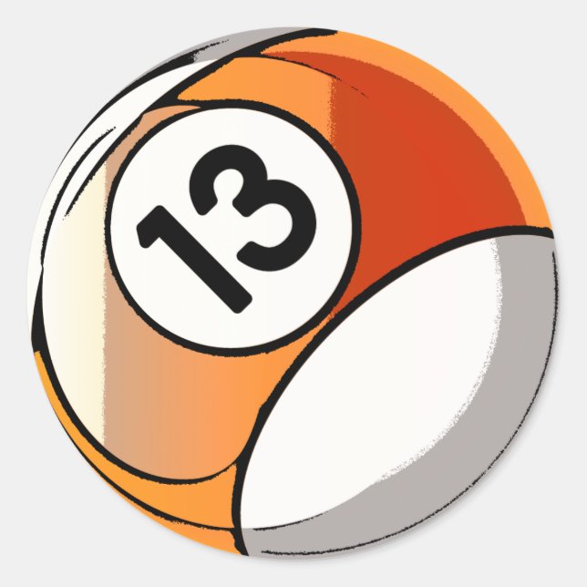 Comic Style Number 13 Billards Ball Runder Aufkleber (Vorderseite)