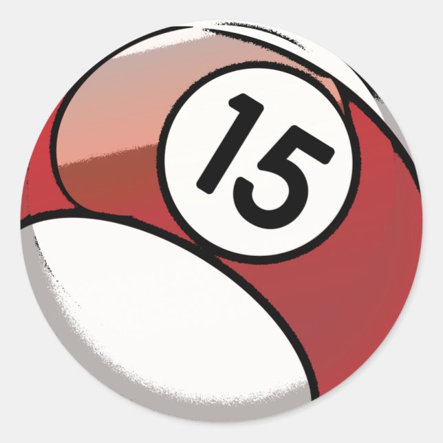 Comic Style Number 15 Billard Ball Runder Aufkleber (Vorderseite)