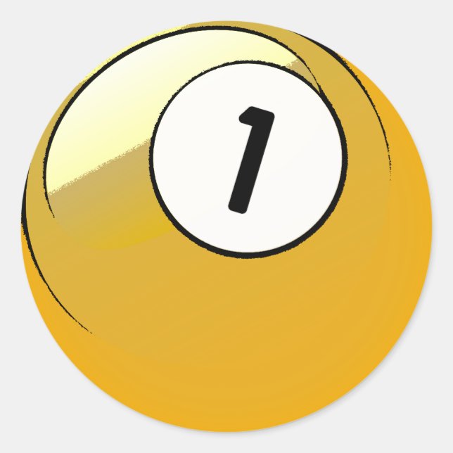 Comic Style Number 1 Billiardball Runder Aufkleber (Vorderseite)