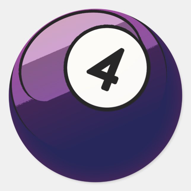 Comic Style Number 4 Billiard Ball Runder Aufkleber (Vorderseite)