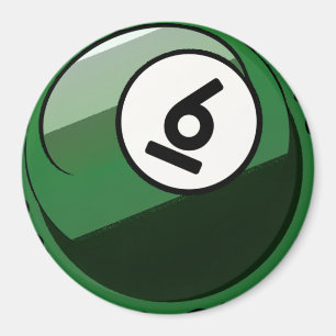 Comic Style Number 6 Billard Ball Magnet