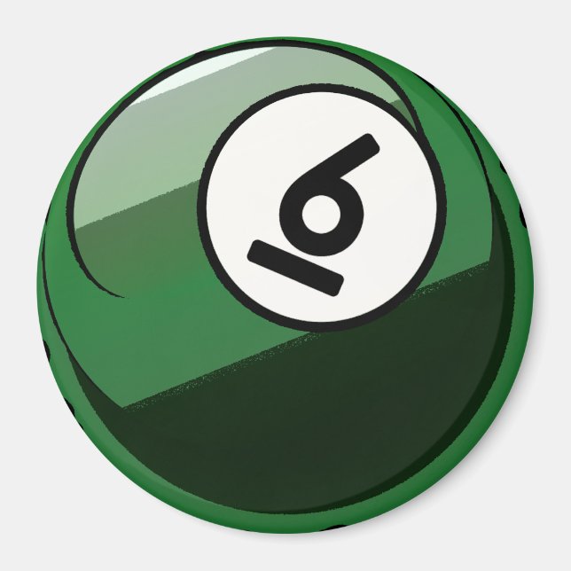Comic Style Number 6 Billard Ball Magnet (Vorne)