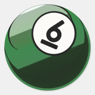 Comic Style Number 6 Billard Ball Runder Aufkleber