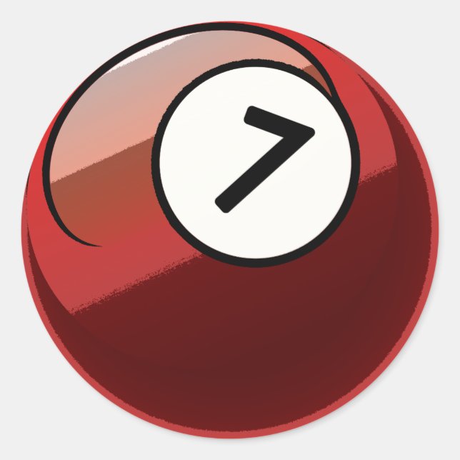 Comic Style Number 7 Billiard Ball Runder Aufkleber (Vorderseite)