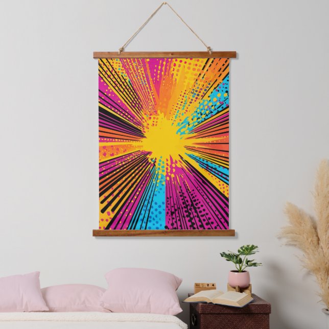 Comic Style Pop Art Explosion (9) Wandteppich Mit Holzrahmen (Schlafzimmer)