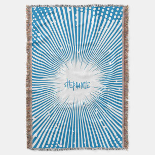 Comic Style Pop Art Explosion - Blau und Weiß Decke