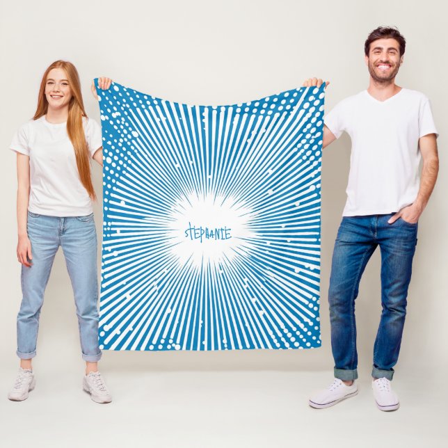 Comic Style Pop Art Explosion - Blau und Weiß Fleecedecke (Beispiel)