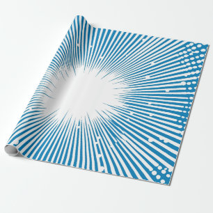 Comic Style Pop Art Explosion - Blau und Weiß Geschenkpapier
