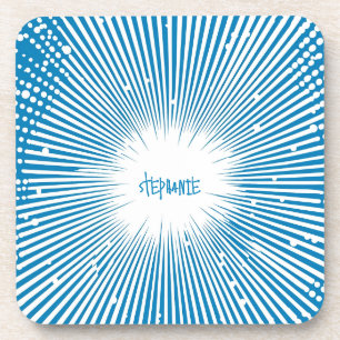 Comic Style Pop Art Explosion - Blau und Weiß Getränkeuntersetzer
