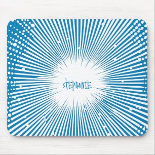 Comic Style Pop Art Explosion - Blau und Weiß Mousepad