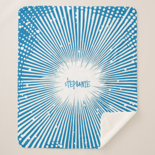Comic Style Pop Art Explosion - Blau und Weiß Sherpadecke