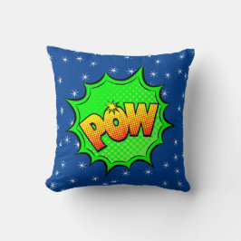 Comic Style Pop Art Retro Blau Gelb POW Kissen