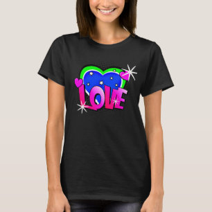 Comic Style Pop Art Retro Blue Green Pink LIEBE T-Shirt