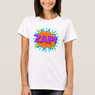 Comic Style Pop Art Retro Blue Lila Orange ZAP T-Shirt