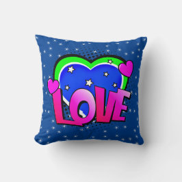 Comic Style Pop Art Retro Blue Pink Green LIEBE Kissen