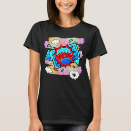 Comic Style Pop Art Retro Blue Red WOW T - Shirt
