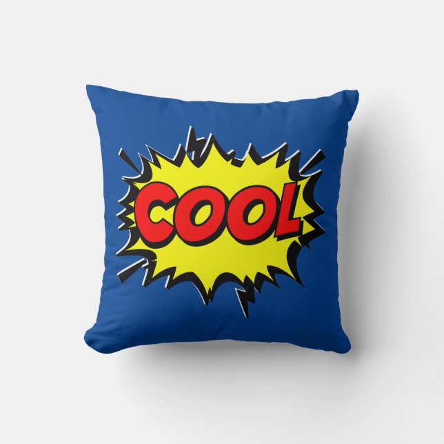 Comic Style Pop Art Retro Gelb Rot Blau COOL Kissen (Vorderseite)