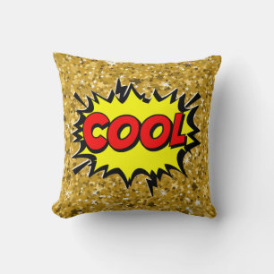 Comic Style Pop Art Retro Gelb Rot Gold COOL Kissen