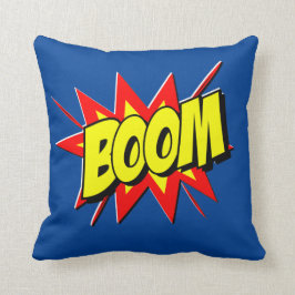 Comic Style Pop Art Retro Gelbe blaue BOOM  Kissen