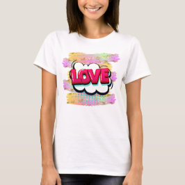 Comic Style Pop Art Retro Rosa LIEBE Glitzer Pinse T-Shirt
