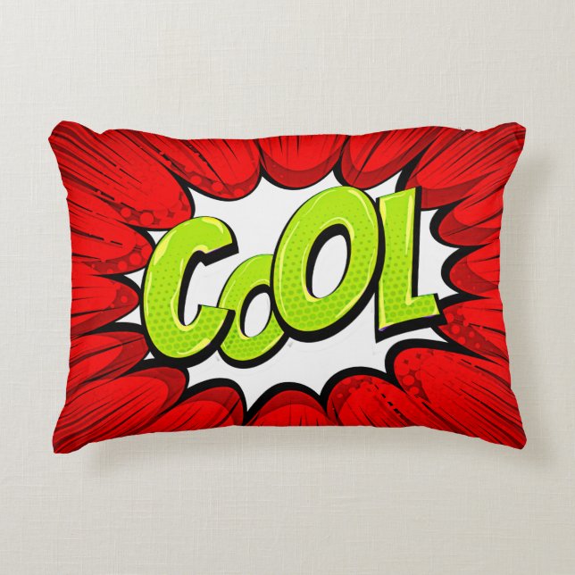 Comic Style Pop Art Retro Rotes Grün COOL Dekokissen (Vorderseite)