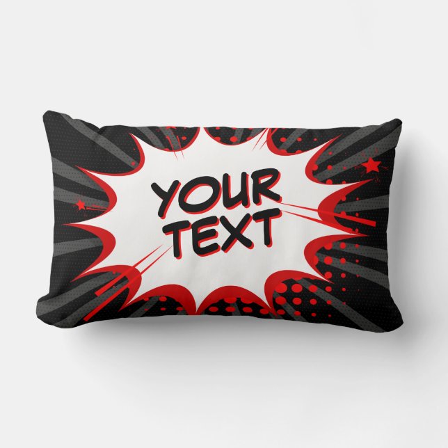 Comic Style Pop Art Retro Schwarz Grau Rot IHRER T Lendenkissen (Vorderseite)
