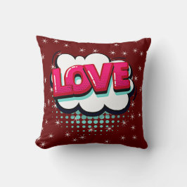 Comic Style Pop Art Retro Stars Rosa Liebe Text Kissen