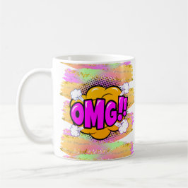 Comic Style Pop Retro Yellow Lila OMG Regenbogen Kaffeetasse
